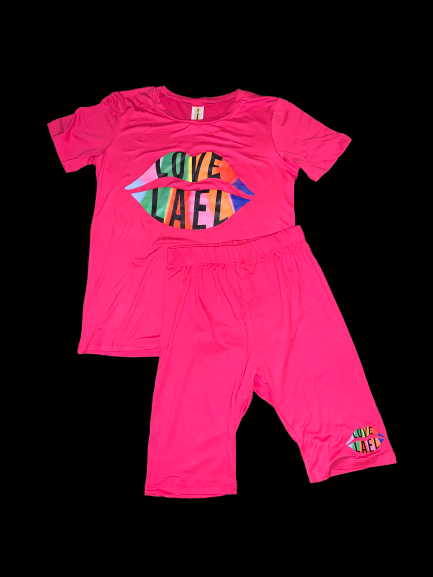 Love Lips Biker Short Set