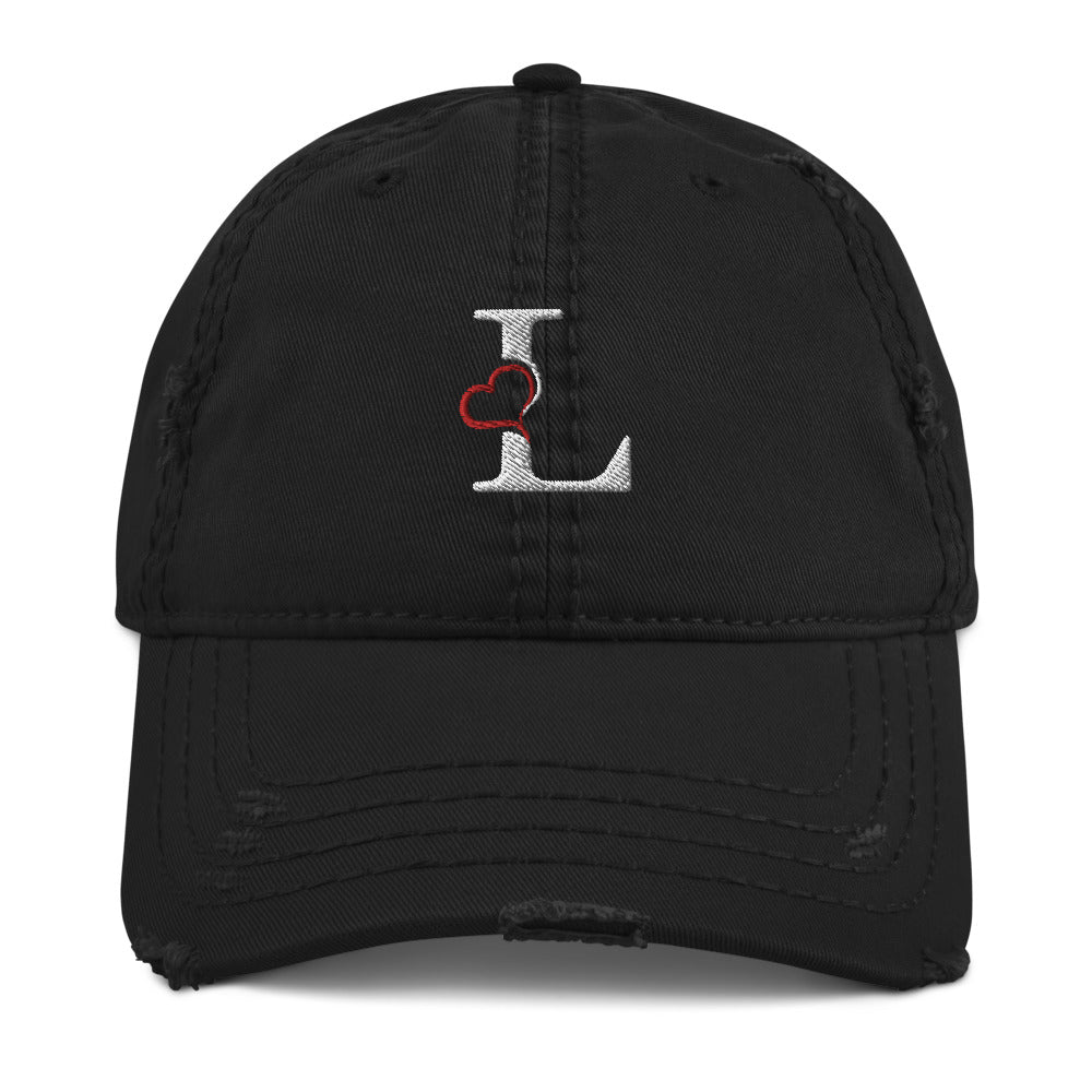 L Heart Distressed Dad Hat